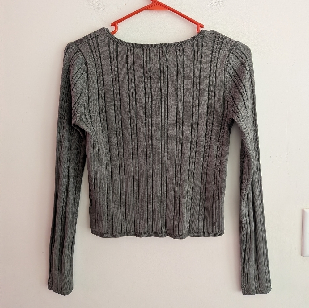 Women's Pink Republic Green Ribbed Long Sleeve Top, Size M - Picture 2 of 4